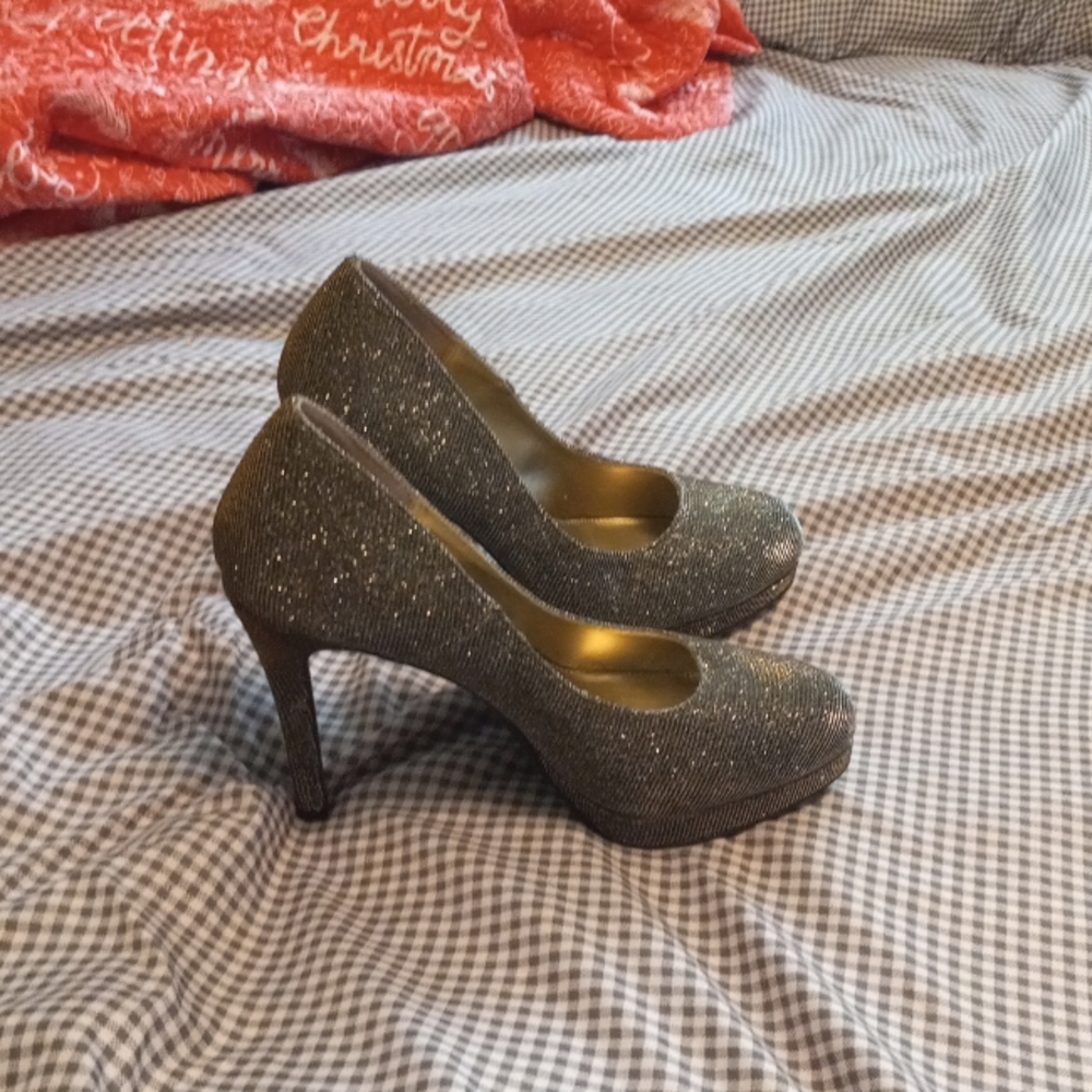 6 inch heels Grey sprinkle heels